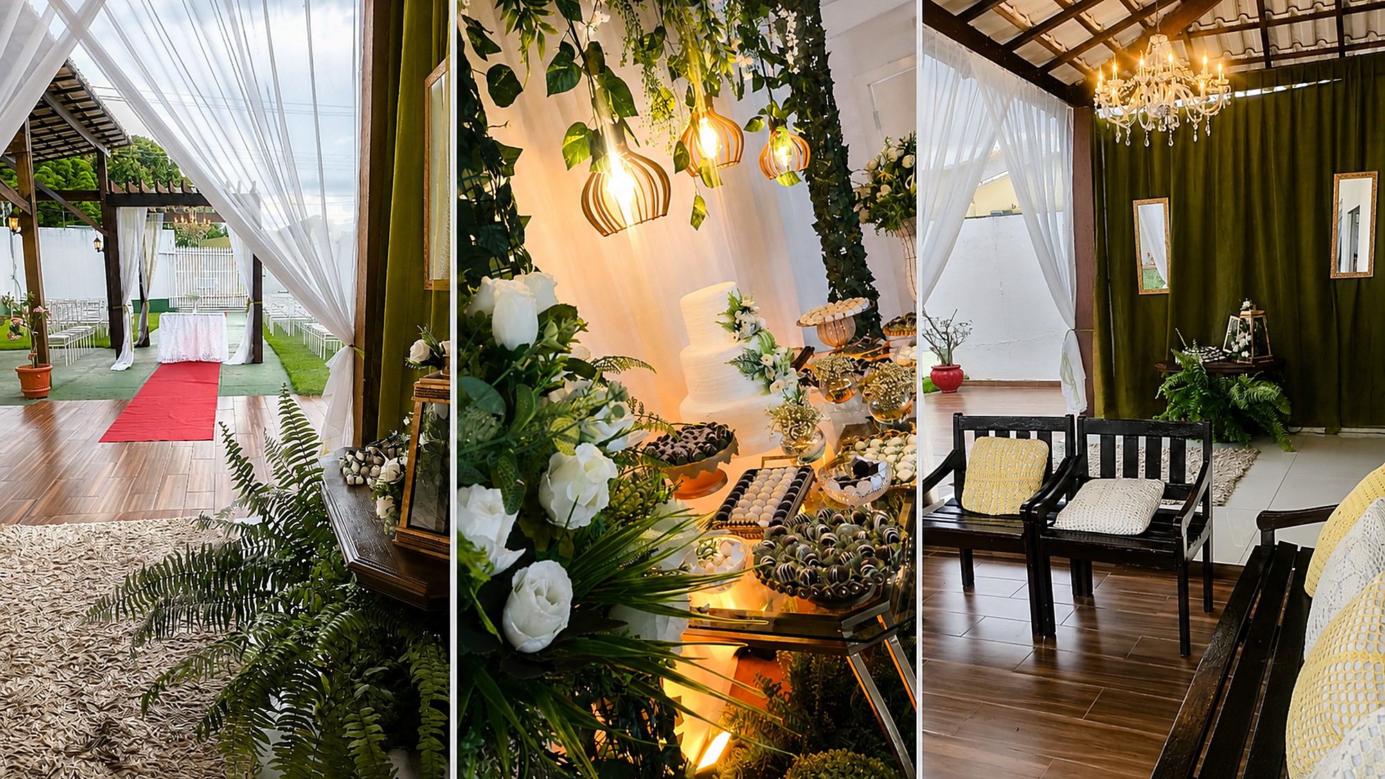 Salão decorado para casamento no Alegria – Buffet & Eventos